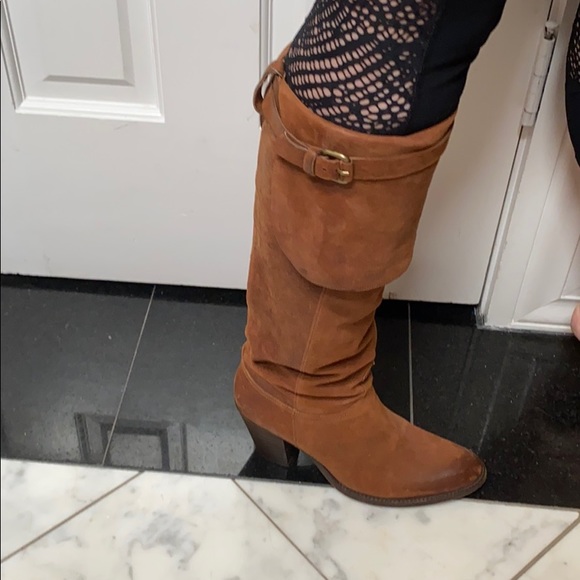 Sartore Brown Distressed Leather Thigh High Boots - Picture 11 of 11